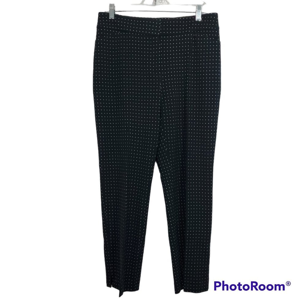 NWT Chico's Dress Pants Seasonless Ponte Dot Ankle Black Size 6 Office Career